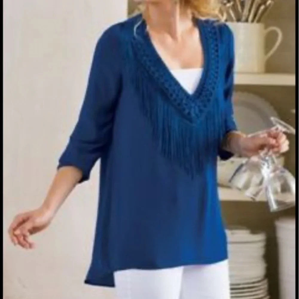 Soft Surroundings Stevie Fringe Top Size XS EUC